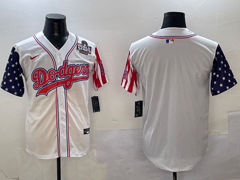 Men Los Angeles Dodgers Blank White a generation of national flags Joint name 2025 Nike MLB Jersey style 3